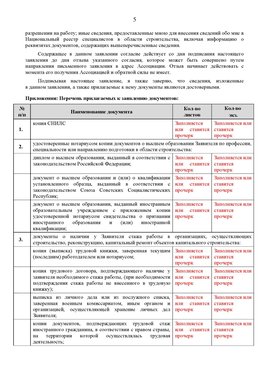 Образец заполнения заявления в НРС строителей. Страница 5 Славянск-на-Кубани Специалисты для СРО НРС - внесение и предоставление готовых